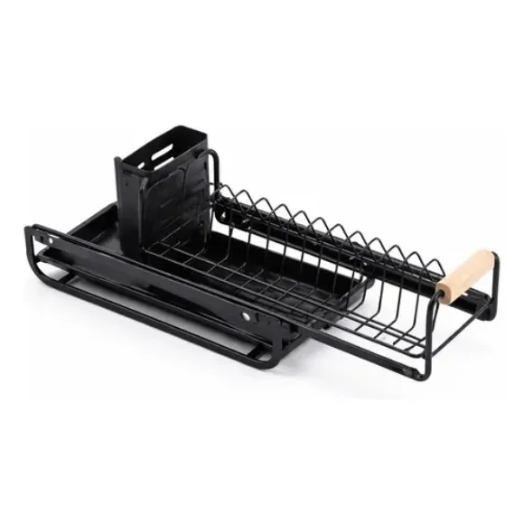 Retractable Metal Dish Drainer Black