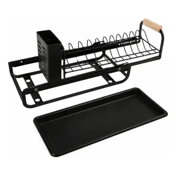 Retractable Metal Dish Drainer Black