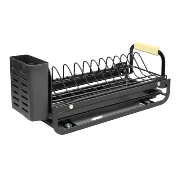 Retractable Metal Dish Drainer Black
