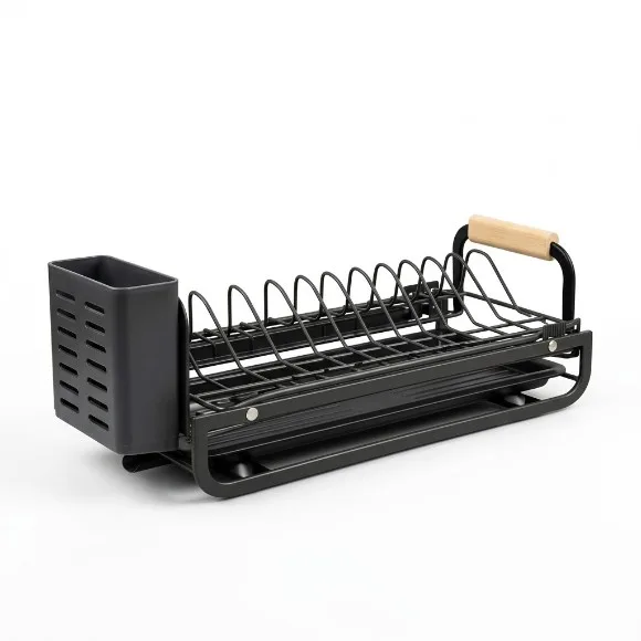 Retractable Metal Dish Drainer Black