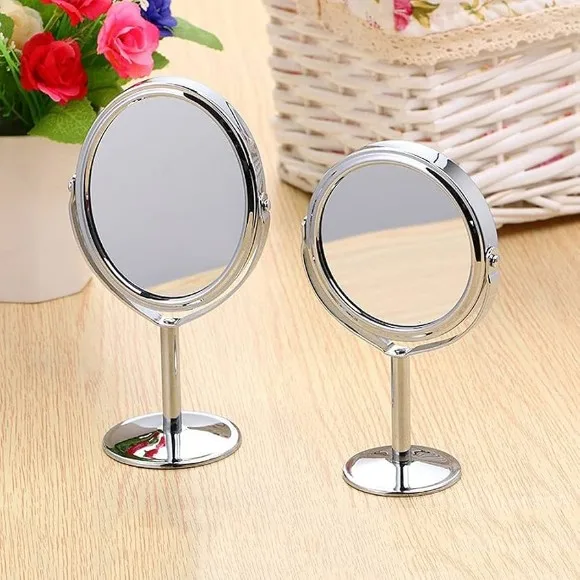 Rotating Desktop Beauty Oval Mirror Makeup Mirror Double Faced Round Glass Mirror