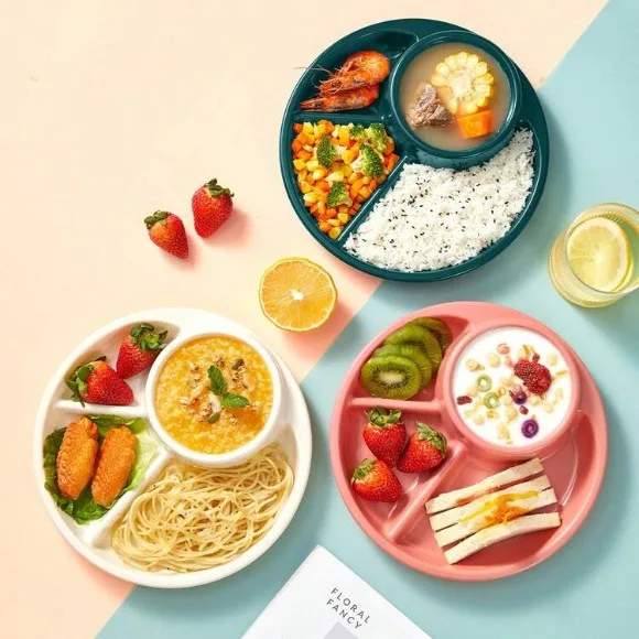 Round Plastic Food Plate Salad Plate 1-Pcs