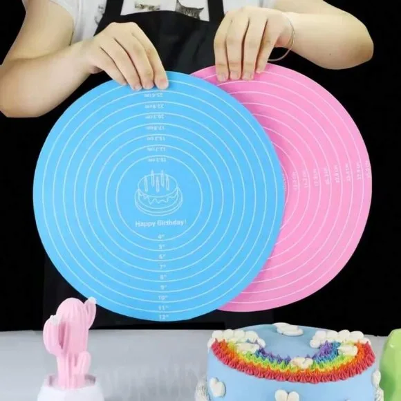 Round Silicone Baking Mat Non-slip Pastry Turntable Nonstick Dough Kneading Pad