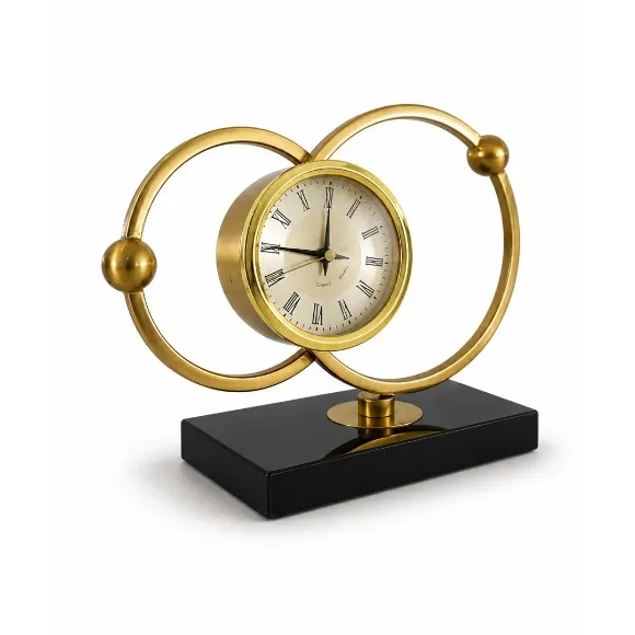 Rustic Round Golden Metal Table Clock thumbnail 2