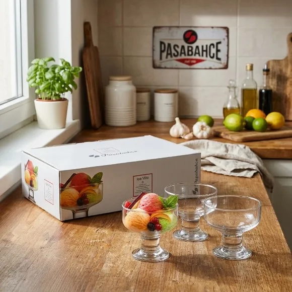 pasabahce Footed Glass Bowl Ice Cream Set 6-Piece  265ml