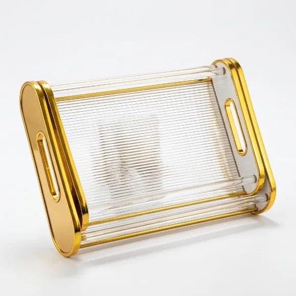 Fluted Clear Acrylic Nesting Serving Trays (Set of 2)