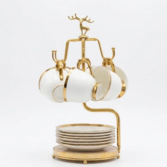 Luxury Gold Deer Tea Cup & Saucer Stand
