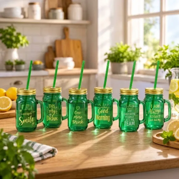 Kleeyo Snowy Mason Jar 450ml – Stylish Glass Drink Jar