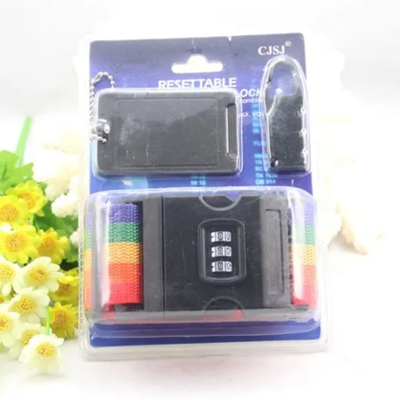 Adjustable Luggage Straps Combination Lock Luggage Tag Travel Set Accessories