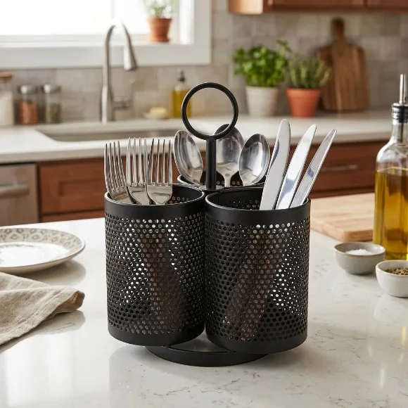 3 compartments Compact Cutlery Holder Kitchen Utensil Holder