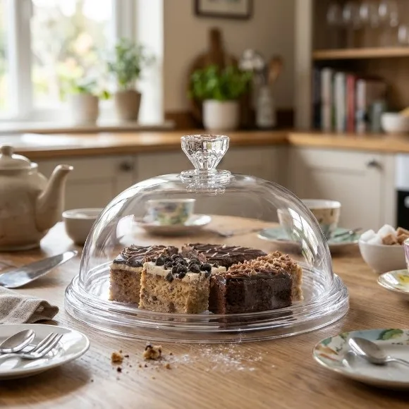 Crystal Glass Cup Cake Dome with Lid