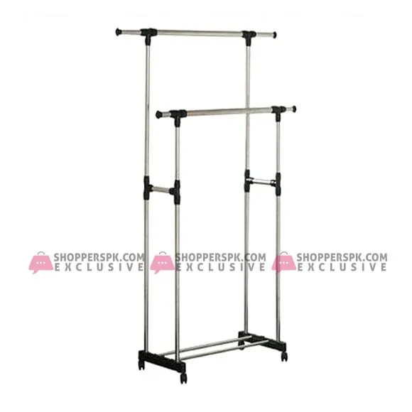 Save money Clothes Hanger With Wheels Drying Rack - Silver And Black