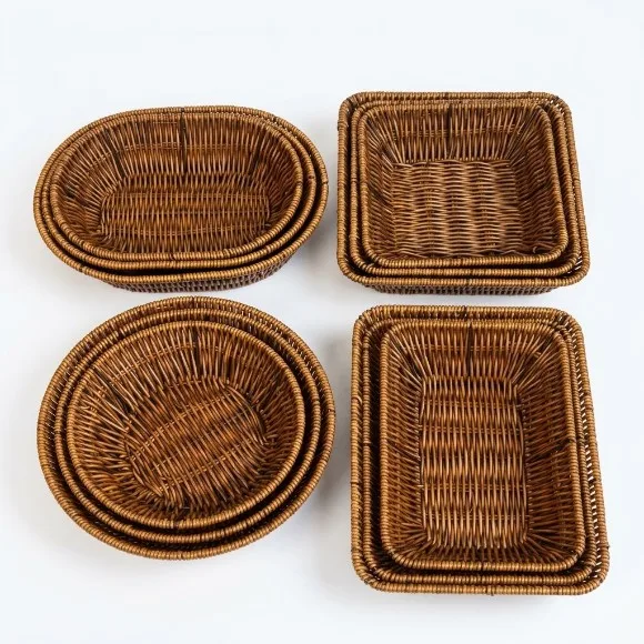 Shallow Wicker Tray Set of 3 of Set