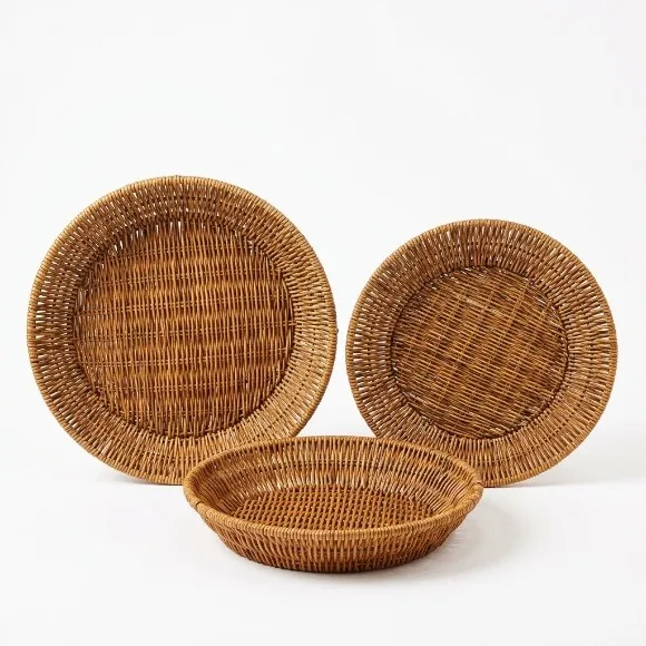 Shallow Wicker Tray Set of 3 of Set