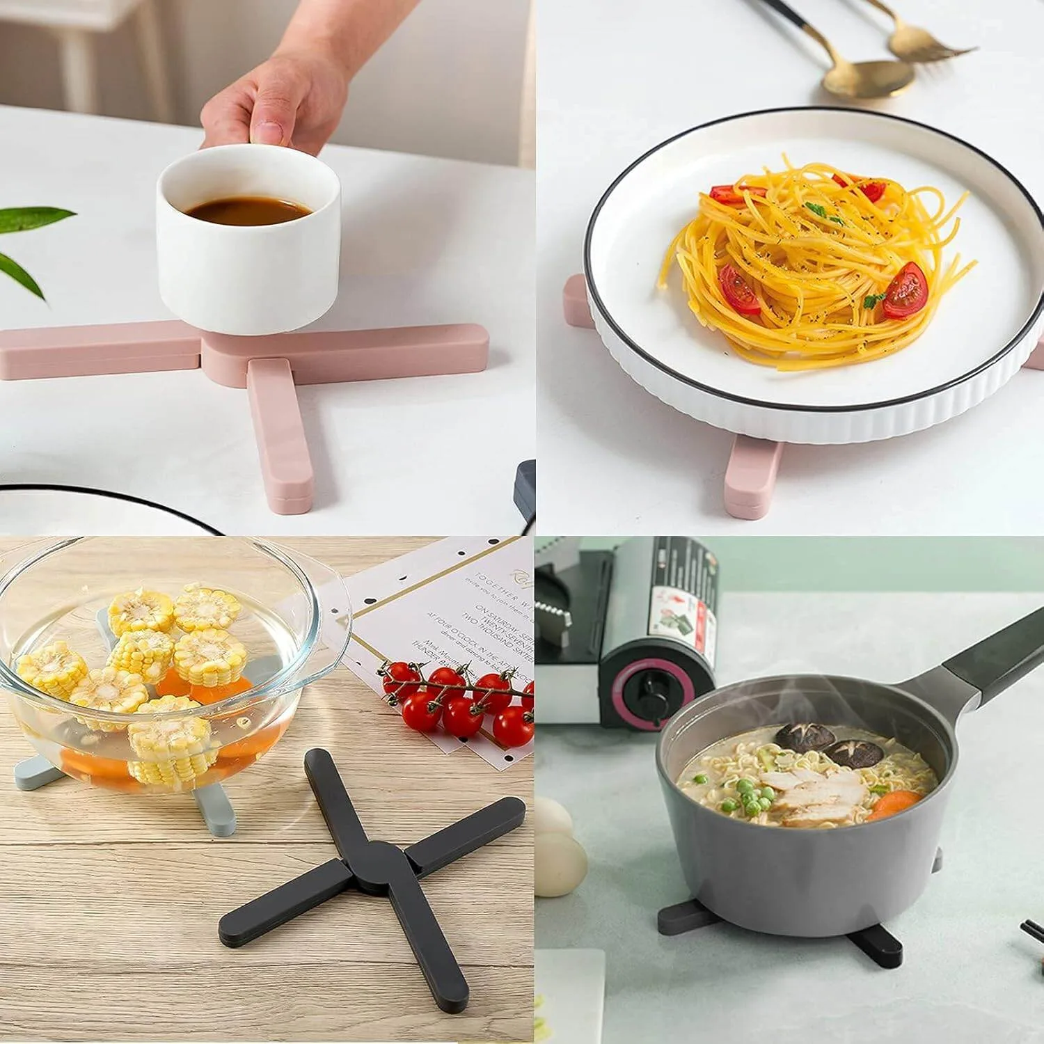 Silicone Heat Resistant Foldable Coasters Hot Pot Holder Coasters for Pots Hot Pans Bowls