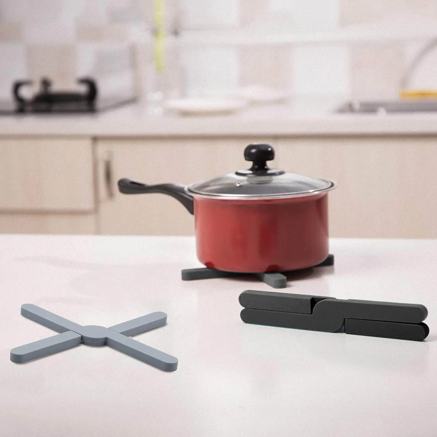 Silicone Heat Resistant Foldable Coasters Hot Pot Holder Coasters for Pots Hot Pans Bowls