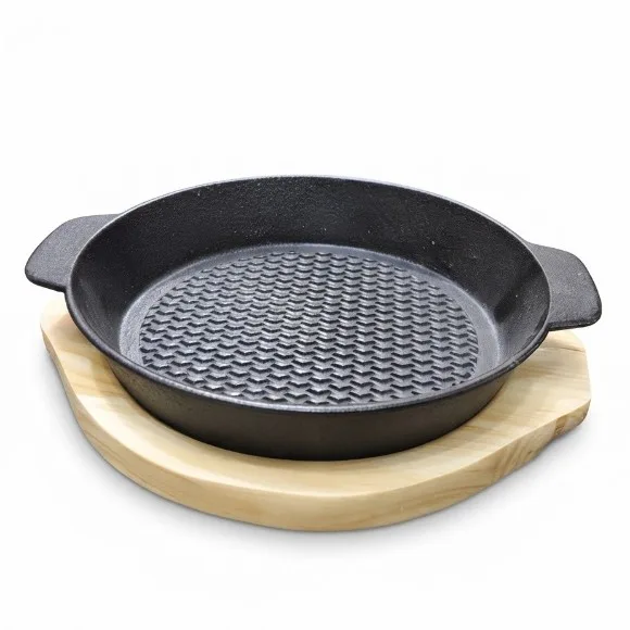 Sizzler Plate With Wooden Base - 23 CM