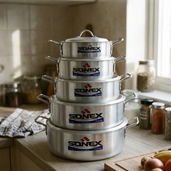 Sonex Flat Karahi Set – Metal Finish