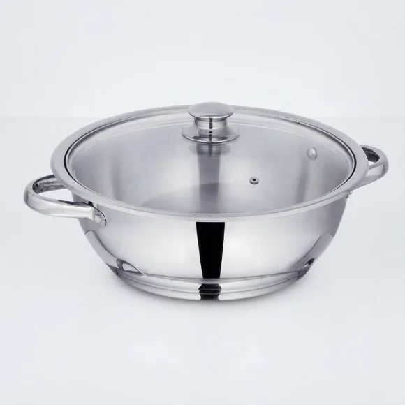 Sonex Mega Wok – Stainless Steel – Glass Lid - 22 cm