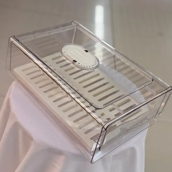 Stackable Plastic Refrigerator Drawer Organizer Removable Drain Tray Fridge Box