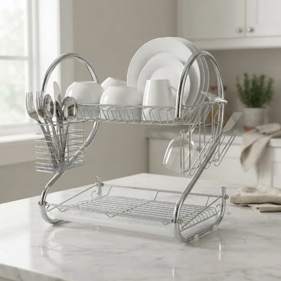 Stainless Steel Dish Plate Rack Dish Drainer 2 Layer thumbnail 4