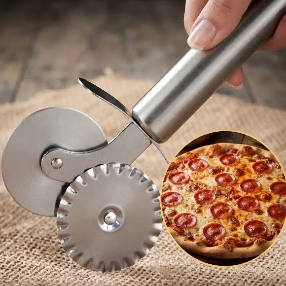 Stainless Steel Double Roller Round Knife Pizza Wheel