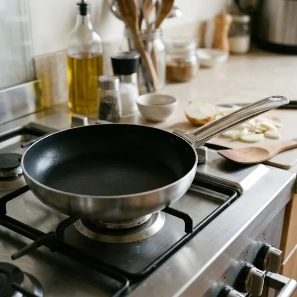 Stainless Steel Handle Hollow Non-Stick Fry Pan 
