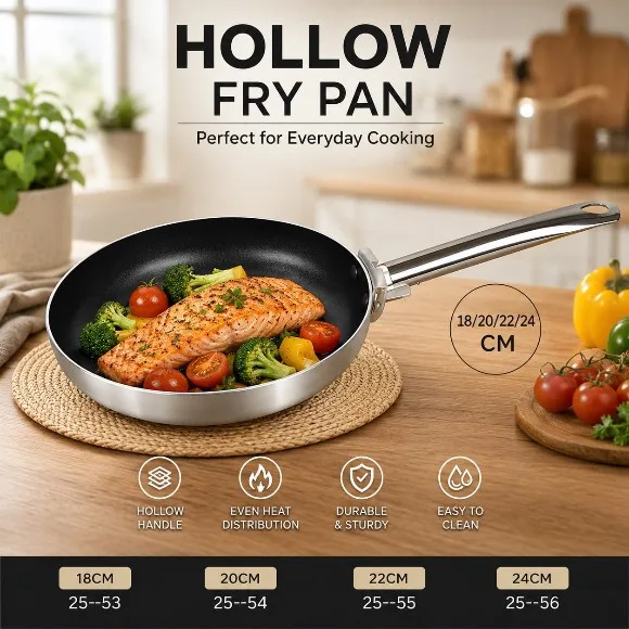 Stainless Steel Handle Hollow Non-Stick Fry Pan  thumbnail 2