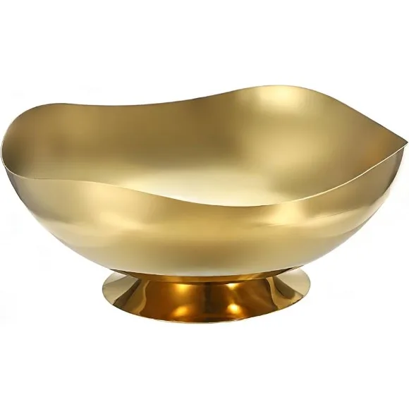 Stainless Steel Ice Cream Footed Salad Dessert Fruit Bowl Golden Large- 20CM