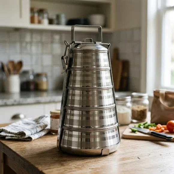 Stainless Steel Indian Five Steps Lunchbox