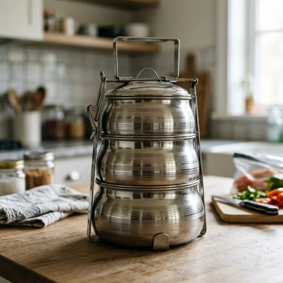 Stainless Steel Indian Three Steps Lunchbox