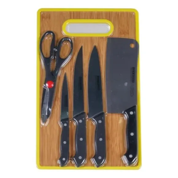 Stainless Steel Knives Set 6 Pcs with Cutting Board