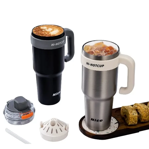 Stainless Steel Liner Vacuum Travel Mug with Tea Infuser and Handle Leakproof 316 Steel BPA Free for Office Desk  1200ml