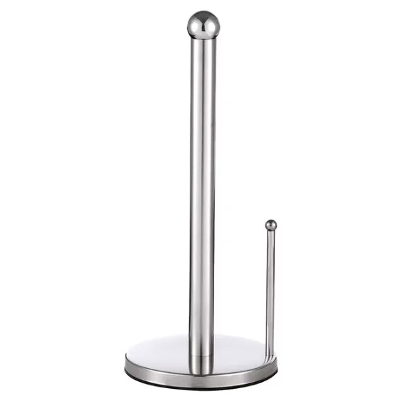 Stainless Steel Paper Towel HolderStainless Steel Round Head Roll Paper Bar Creative Vertical Perforation Kitchen Bathroom Toilet Paper Holder
