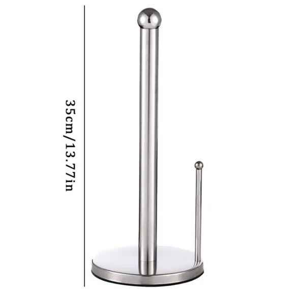 Stainless Steel Paper Towel HolderStainless Steel Round Head Roll Paper Bar Creative Vertical Perforation Kitchen Bathroom Toilet Paper Holder
