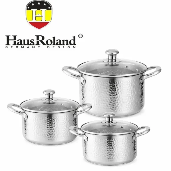 Stainless steel pot set from Haus Roland with lids thumbnail 2