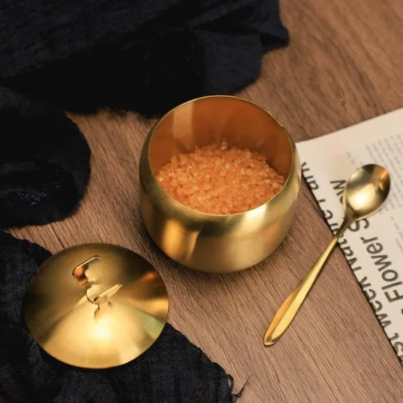 Stainless Steel Sugar Pot with Lid Spoon thumbnail 3