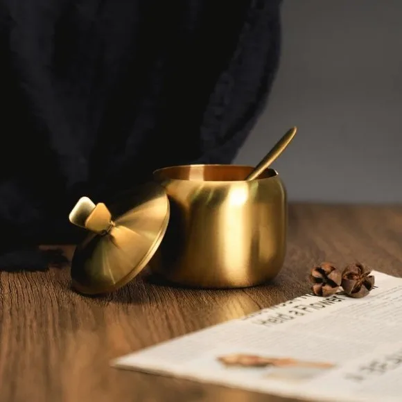 Stainless Steel Sugar Pot with Lid Spoon thumbnail 6