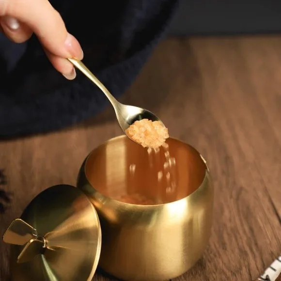 Stainless Steel Sugar Pot with Lid Spoon thumbnail 4