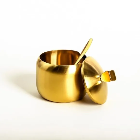 Stainless Steel Sugar Pot with Lid Spoon