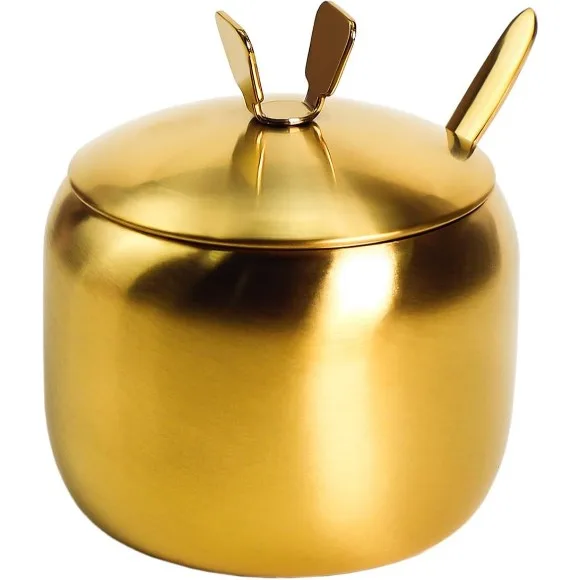 Stainless Steel Sugar Pot with Lid Spoon thumbnail 2