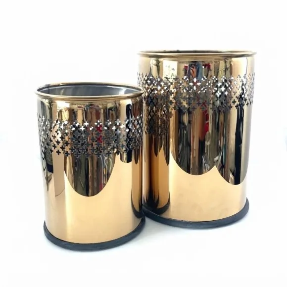 Stainless Steel Waste Basket Gold Set of 2