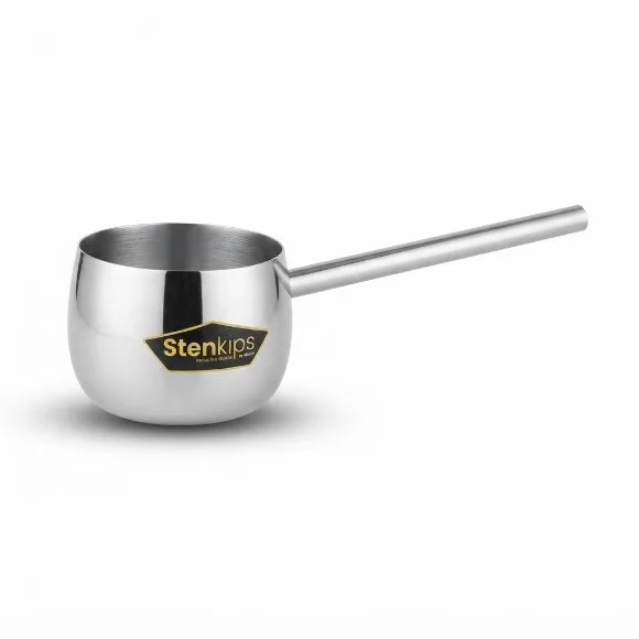 Stenkips Heavy Duty Stainless Steel Tadka Pan Wagar Spoon with Long Handle 300ml thumbnail 2
