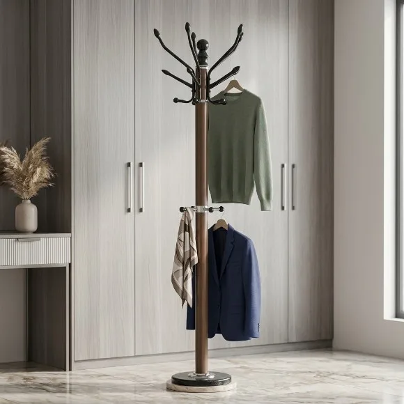 Luxury Freestanding Clothes Hanger Stand – Nordic Style Hat, Coat & Bag Organizer for Bedroom & Dressing Area