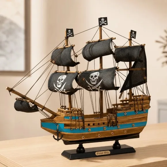 Table Decoration Wooden Material Pirate Ship