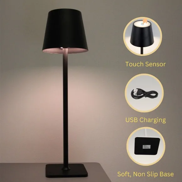 Table Lamp for Bedroom Rechargeable Wireless Touch Lamp 2 Steps Adjustable Lamp Touch Light