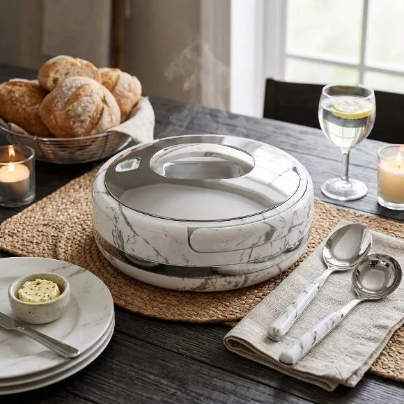 Golden Fire Premium 5-Liter White Marble Insulated Thermal Hotpot / Casserole (Made in Taiwan) 665WS/S