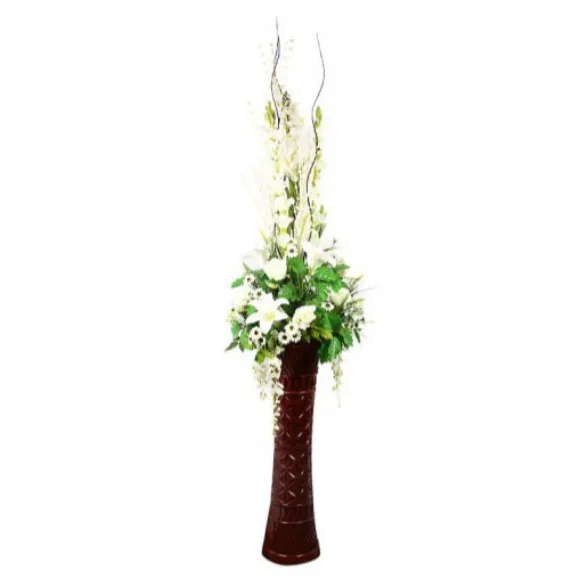 The Florist FLOR2 - White Tulip Rose Flower Arrangement with Fibre Vase
