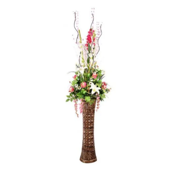 The Florist FLOR7 - White Rose Stick Flower Arrangment With Fibre Vase