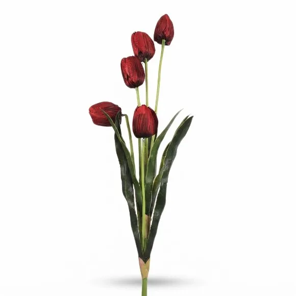 The Florist Maroon Artificial Tulip Stick - FL107